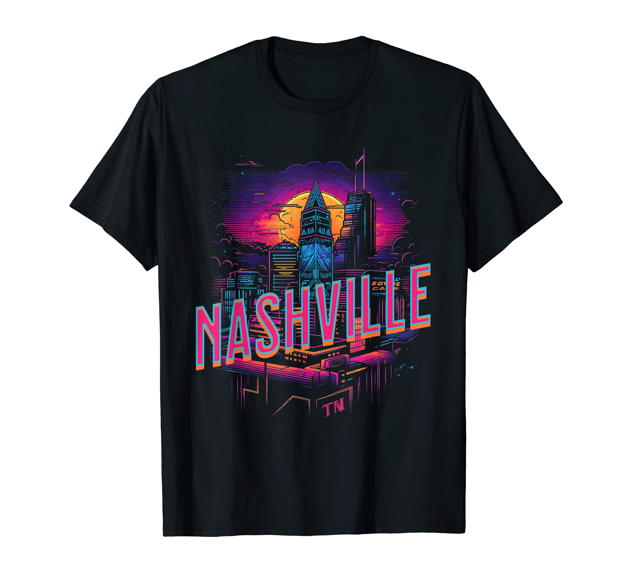 Nashville Synthwave Downtown 80S T-Shirt - Aesthetic Graphic Men Women - T-Shirt, Sweatshirt, Hoodie