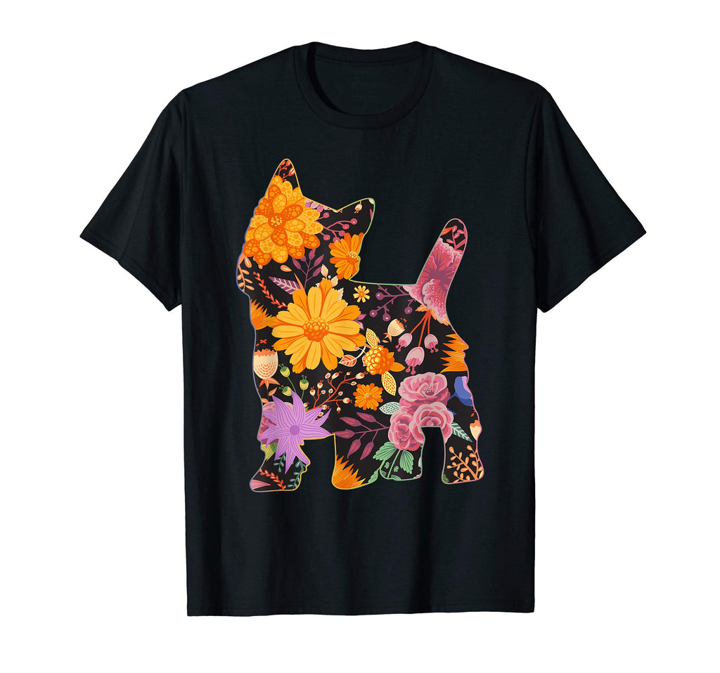 Floral Flower West Highland Terrier T-Shirt - Unique Graphic Men Women - T-Shirt, Sweatshirt, Hoodie