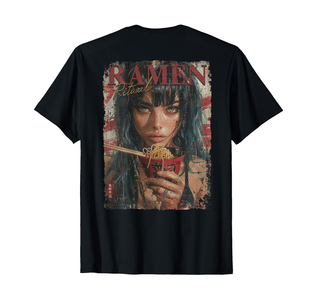 Back Pin Up Ramen Noodle Anime T-Shirt - Fun Novelty Design Men Women - T-Shirt, Sweatshirt, Hoodie