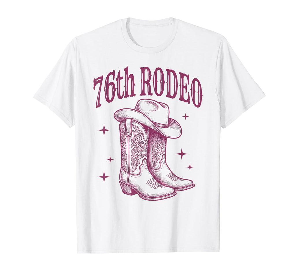 76Th Birthday Rodeo Western Cowgirl T-Shirt - Custom Art Print for Adults - T-Shirt, Sweatshirt, Hoodie
