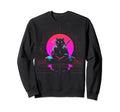 Synthwave Cat Samurai Mediation Sweatshirt - Custom Art Print Unisex - T-Shirt, Sweatshirt, Hoodie