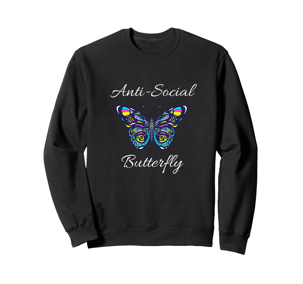 Anti Social Butterfly Bold Simple Sweatshirt - Custom Art Print Men Women - T-Shirt, Sweatshirt, Hoodie