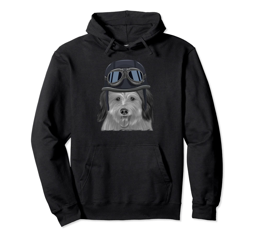 Coton De Tulear Wearing Motorcycle Hoodie - Streetwear Style for Adults - T-Shirt, Sweatshirt, Hoodie