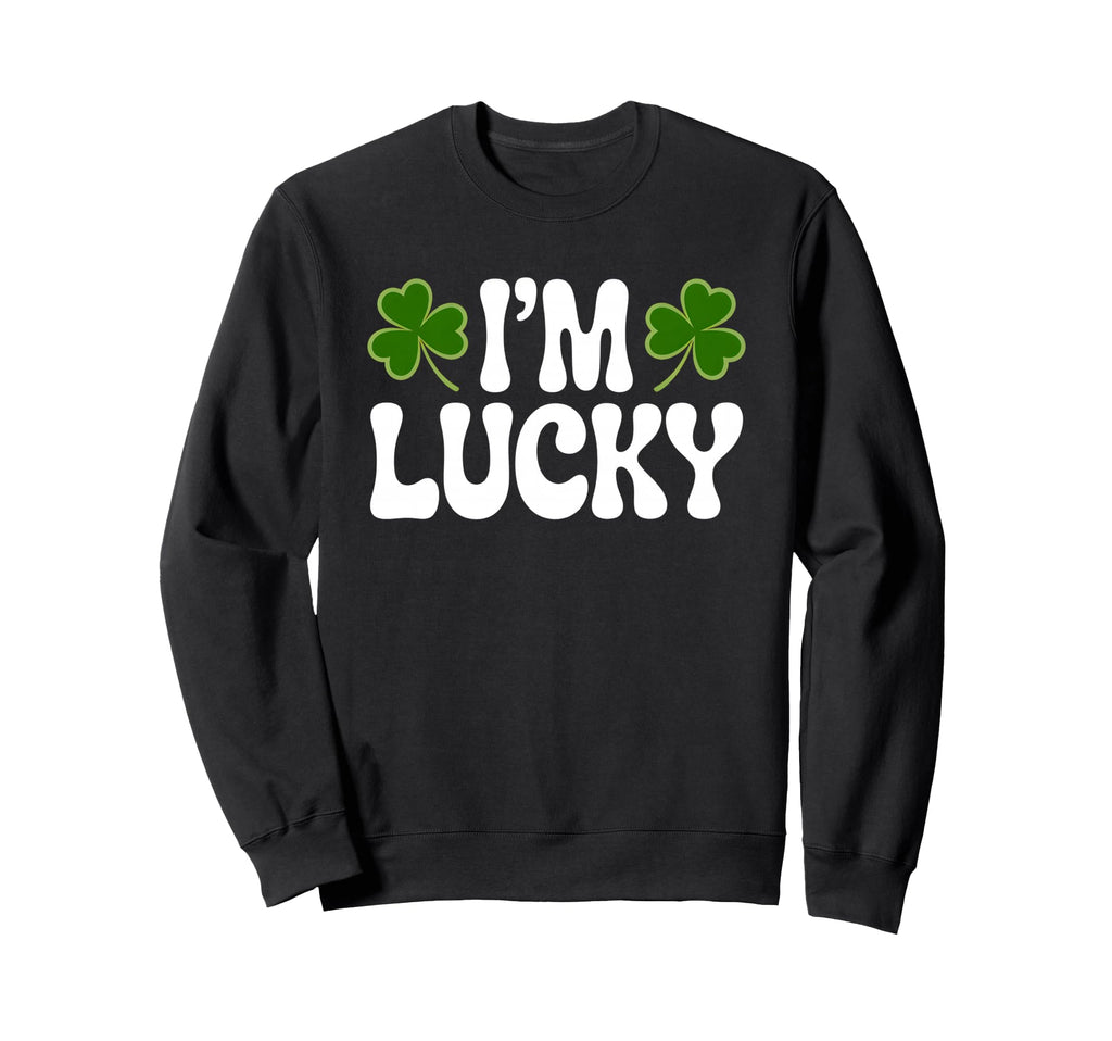 Im Lucky St Patricks Day Groovy Sweatshirt - Aesthetic Graphic for Adults - T-Shirt, Sweatshirt, Hoodie