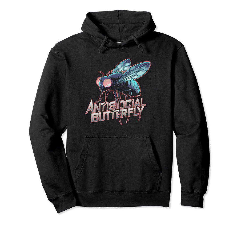 Antisocial Butterfly Housefly Introvert Fly Hoodie - Graphic Print Unisex - T-Shirt, Sweatshirt, Hoodie