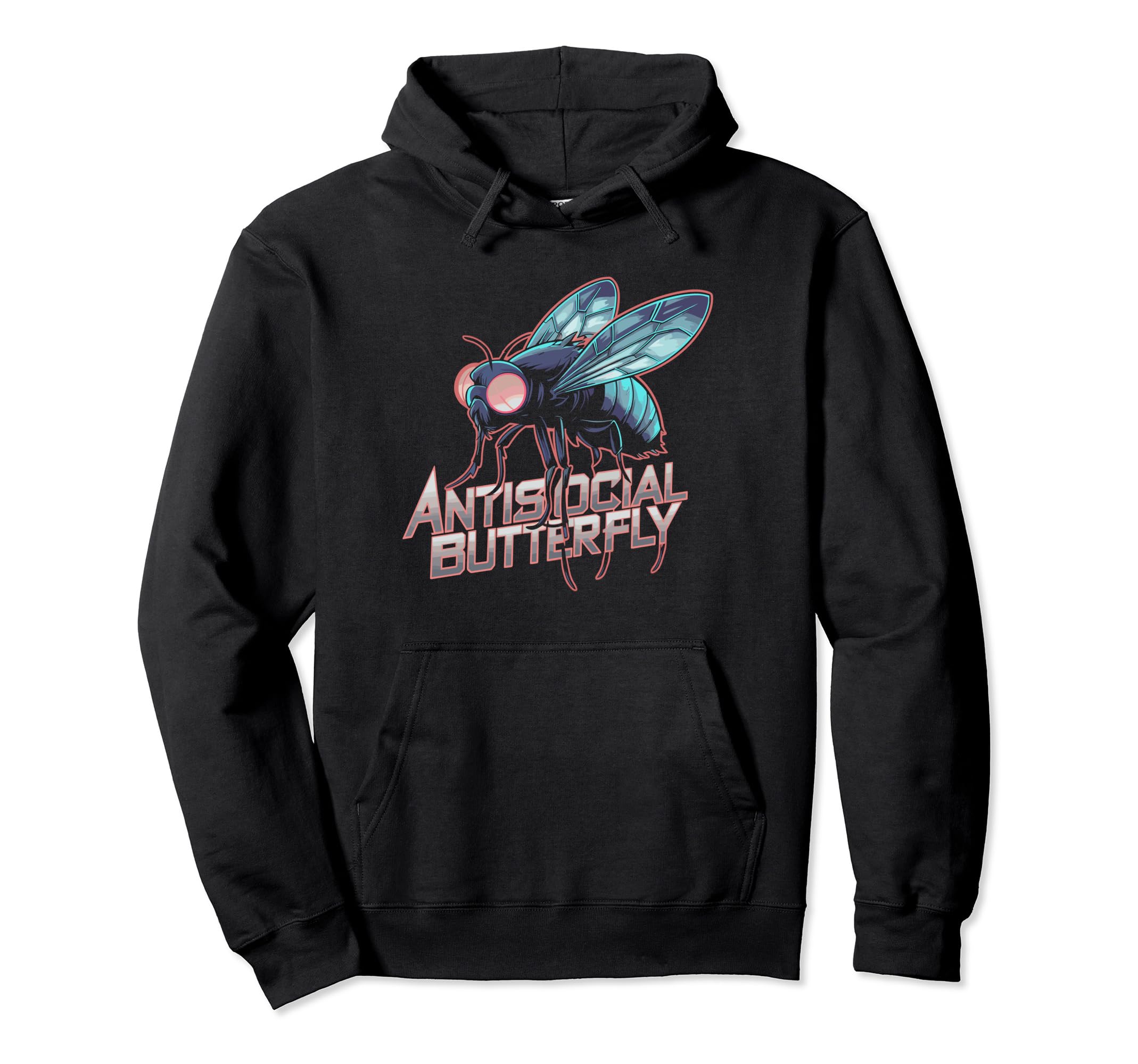 Antisocial Butterfly Housefly Introvert Fly Hoodie - Graphic Print Unisex - T-Shirt, Sweatshirt, Hoodie