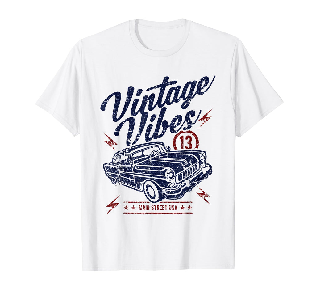 Vibes Main Street Usa Car Distressed T-Shirt - Novelty Apparel Unisex - T-Shirt, Sweatshirt, Hoodie