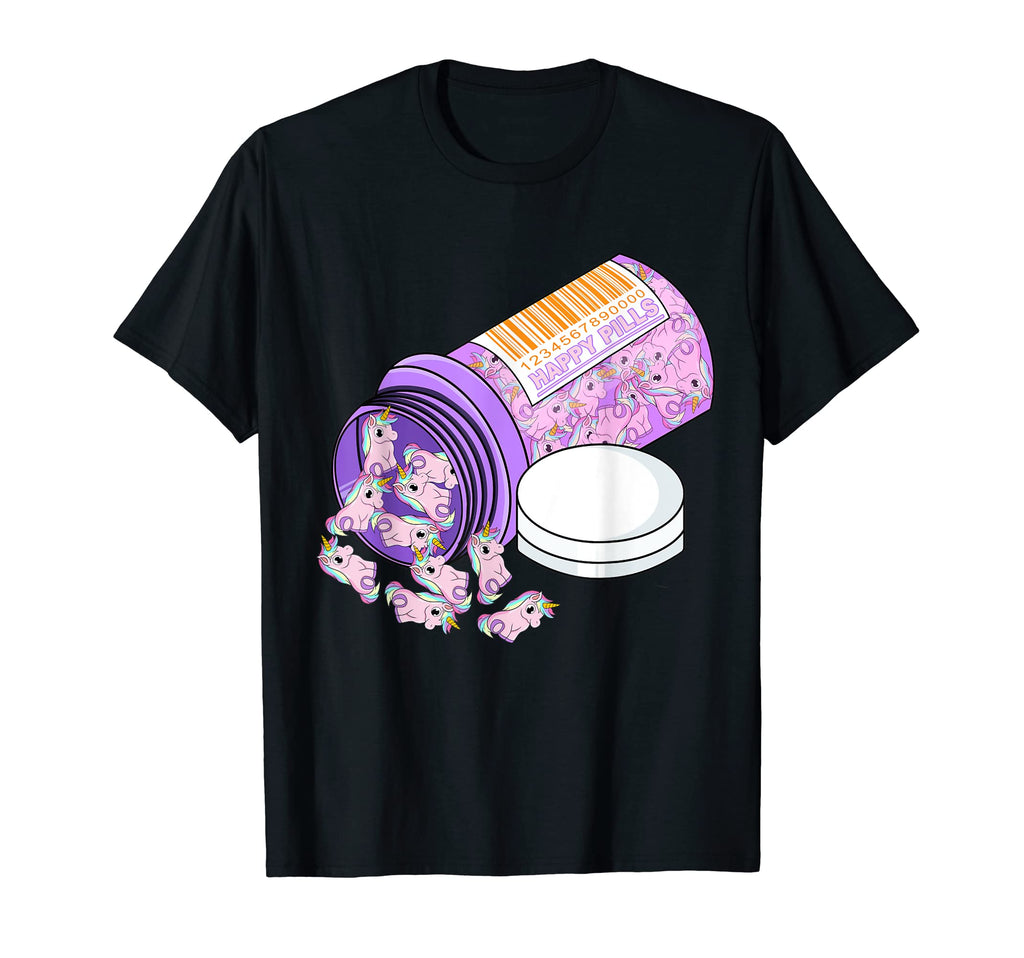 Happy Pills Unicorn Kawaii Pastel Goth T-Shirt - Unique Graphic for Adults - T-Shirt, Sweatshirt, Hoodie