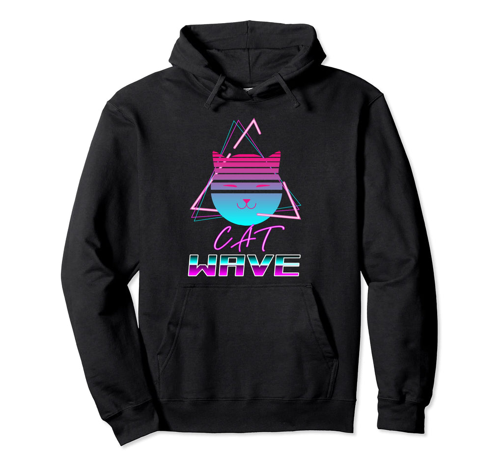 Cat 80S 90S Synth Vaporcat Grin Hoodie - Novelty Apparel Unisex - T-Shirt, Sweatshirt, Hoodie