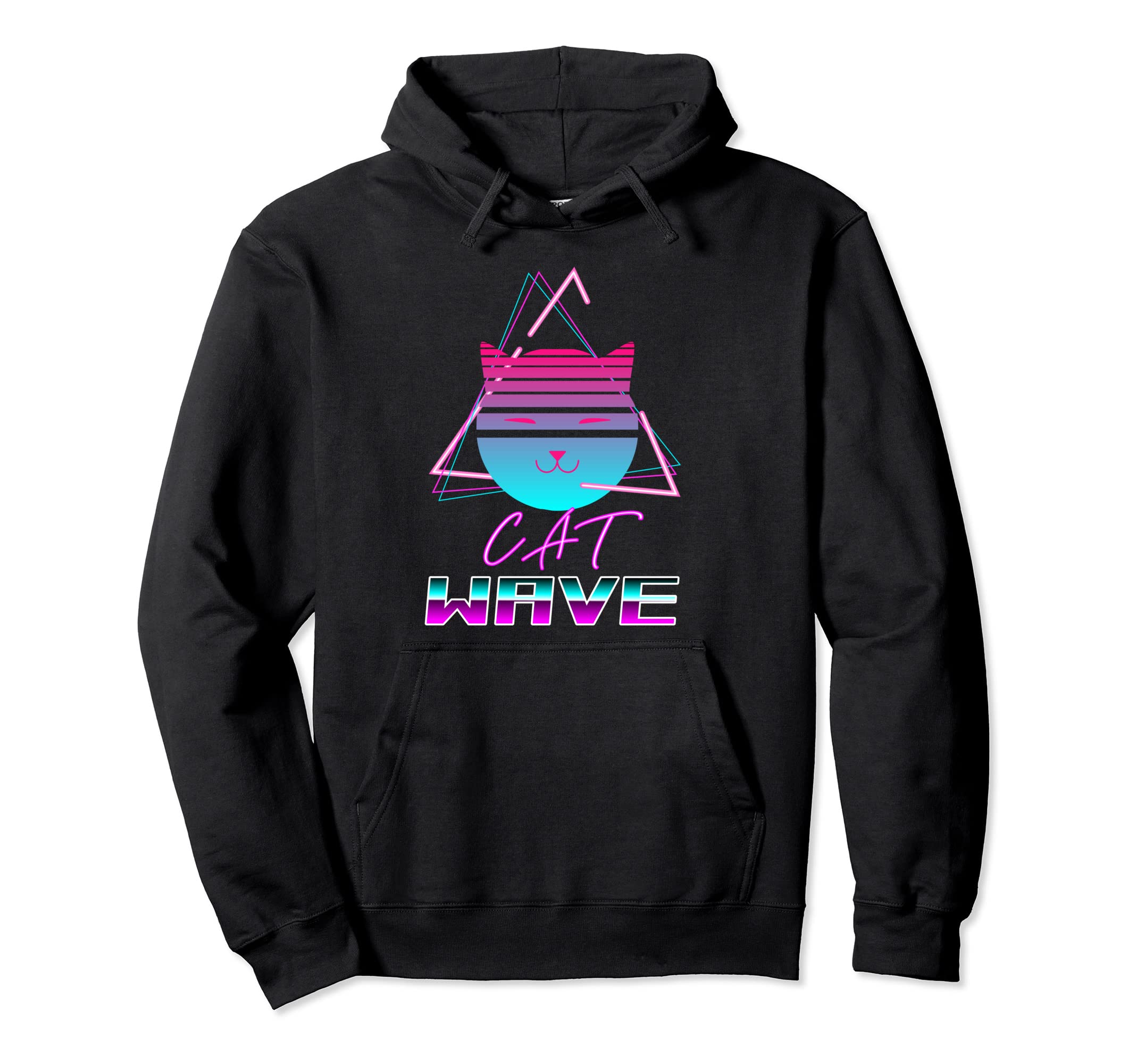 Cat 80S 90S Synth Vaporcat Grin Hoodie - Novelty Apparel Unisex - T-Shirt, Sweatshirt, Hoodie