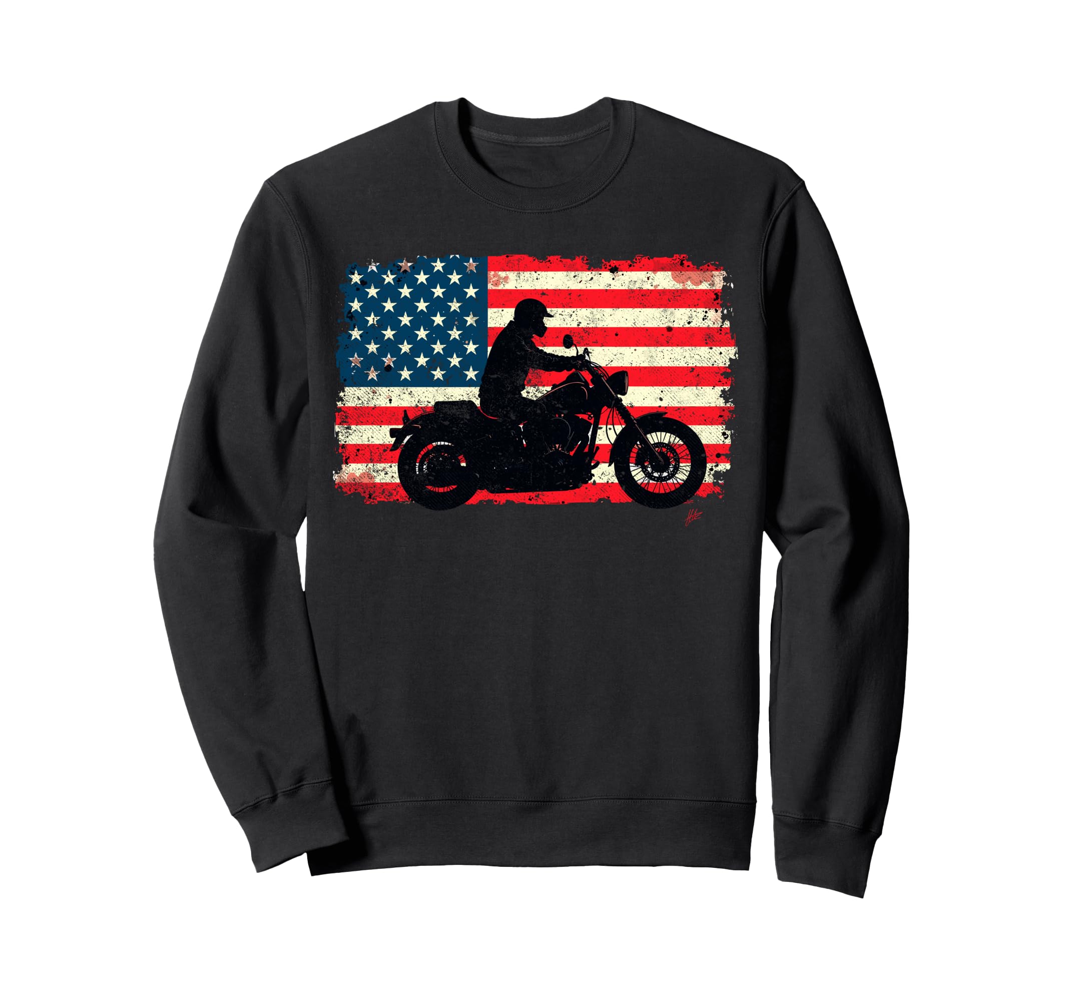 Us Flag Biker Riding Lover Motorcycle Sweatshirt - Graphic Print Unisex - T-Shirt, Sweatshirt, Hoodie