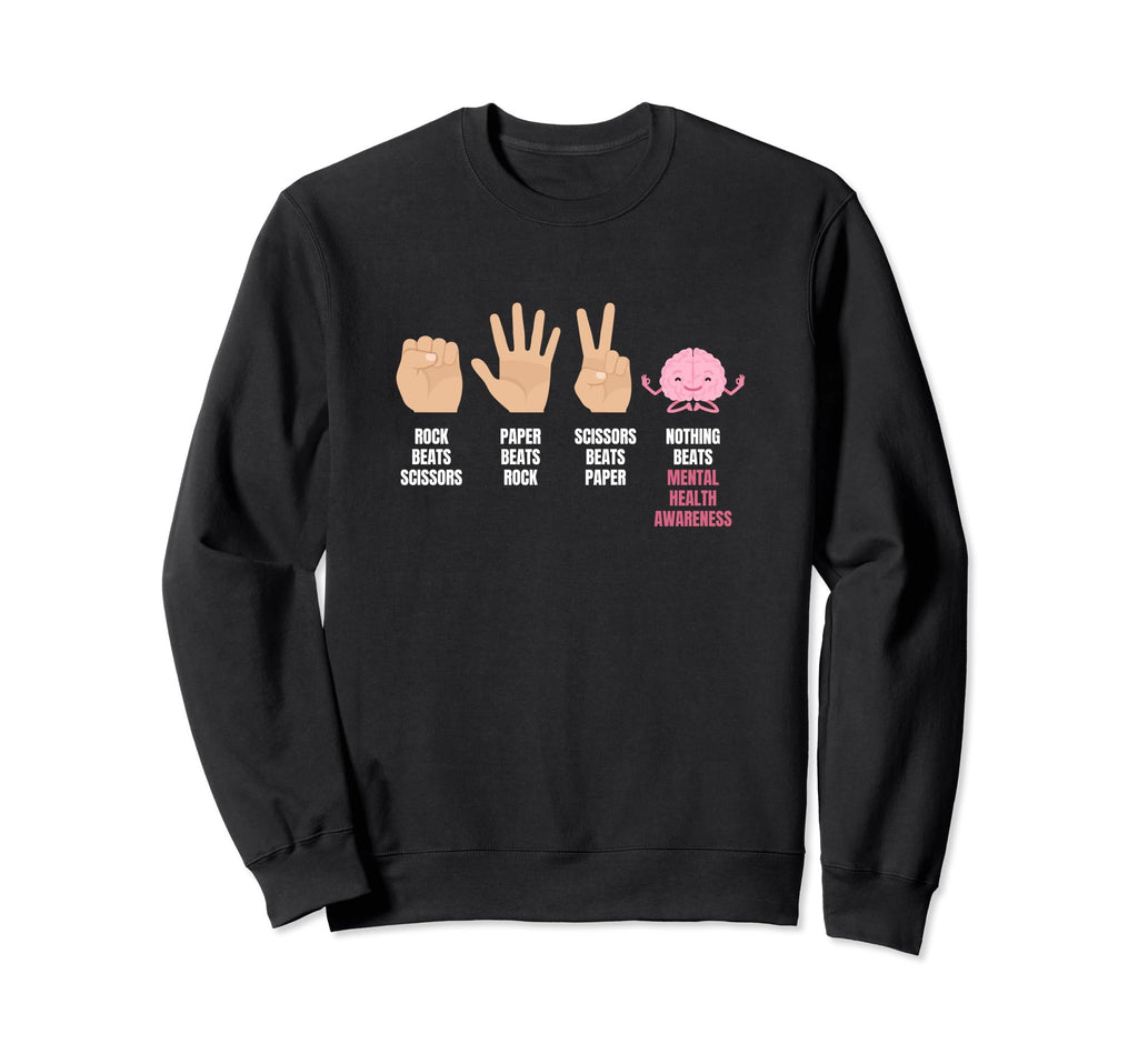Scissors Rock Paper Mental Health Sweatshirt - Novelty Apparel for Adults - T-Shirt, Sweatshirt, Hoodie