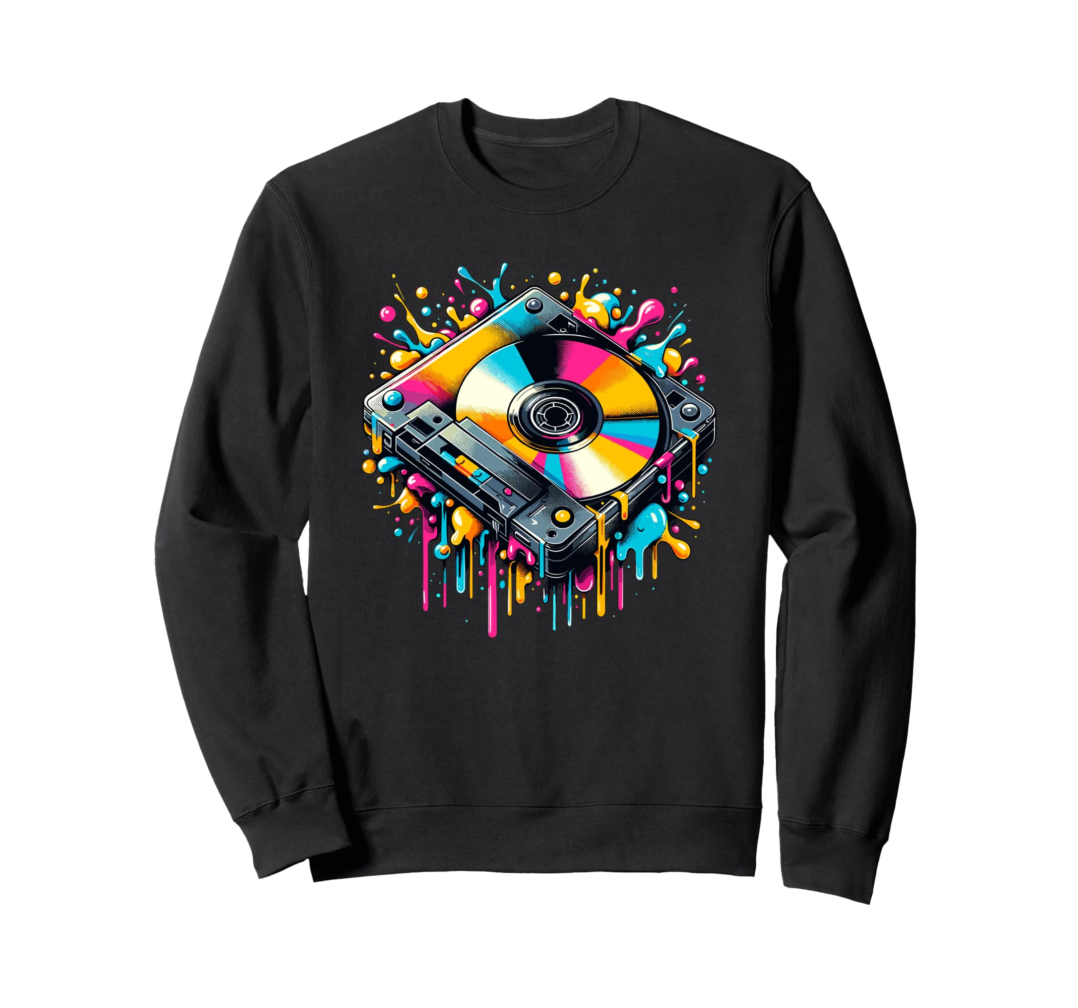 Splash Art Vinyl Record Player Sweatshirt - Casual Everyday Wear Men Women - T-Shirt, Sweatshirt, Hoodie