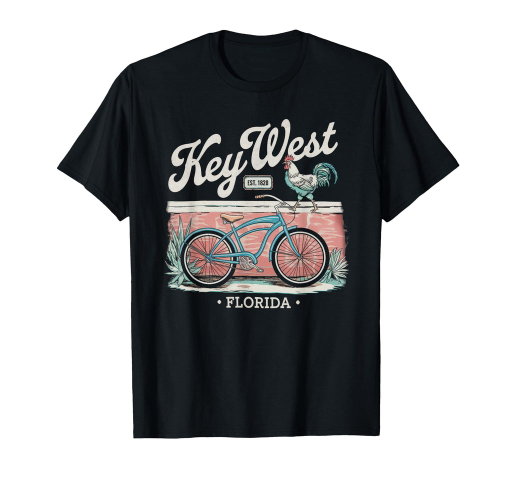 Key West Florida Rooster Vaction Summer T-Shirt - Custom Art Print Unisex - T-Shirt, Sweatshirt, Hoodie