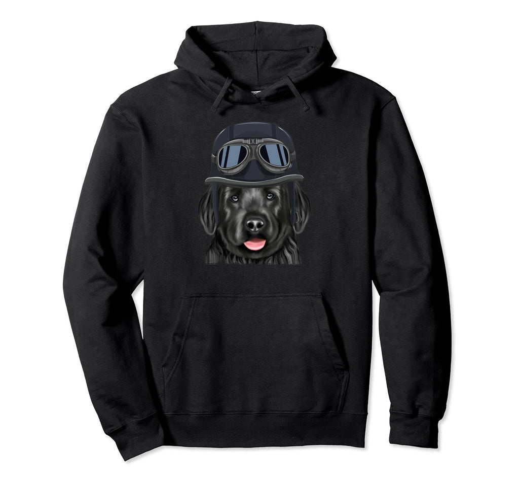 Funny Motorcycle Helmet Black Russian Terrier Hoodie - Graphic Print Unisex - T-Shirt, Sweatshirt, Hoodie