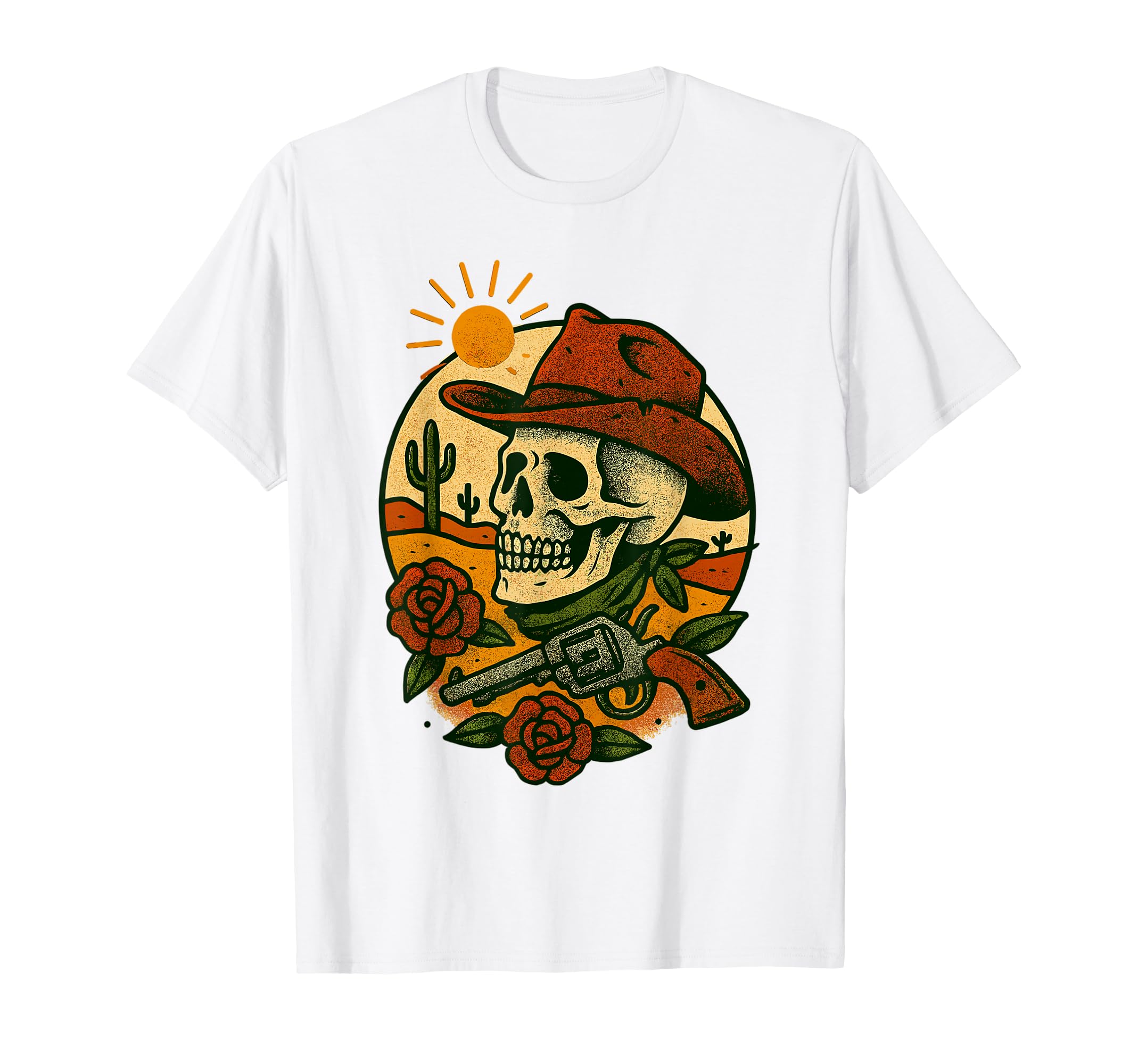 Cowboy Skull Desert Scene Tattoo T-Shirt - Streetwear Style Men Women - T-Shirt, Sweatshirt, Hoodie