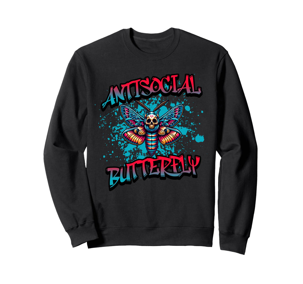 Antisocial Butterfly Funny Graffiti Sweatshirt - Trendy Graphic Men Women - T-Shirt, Sweatshirt, Hoodie