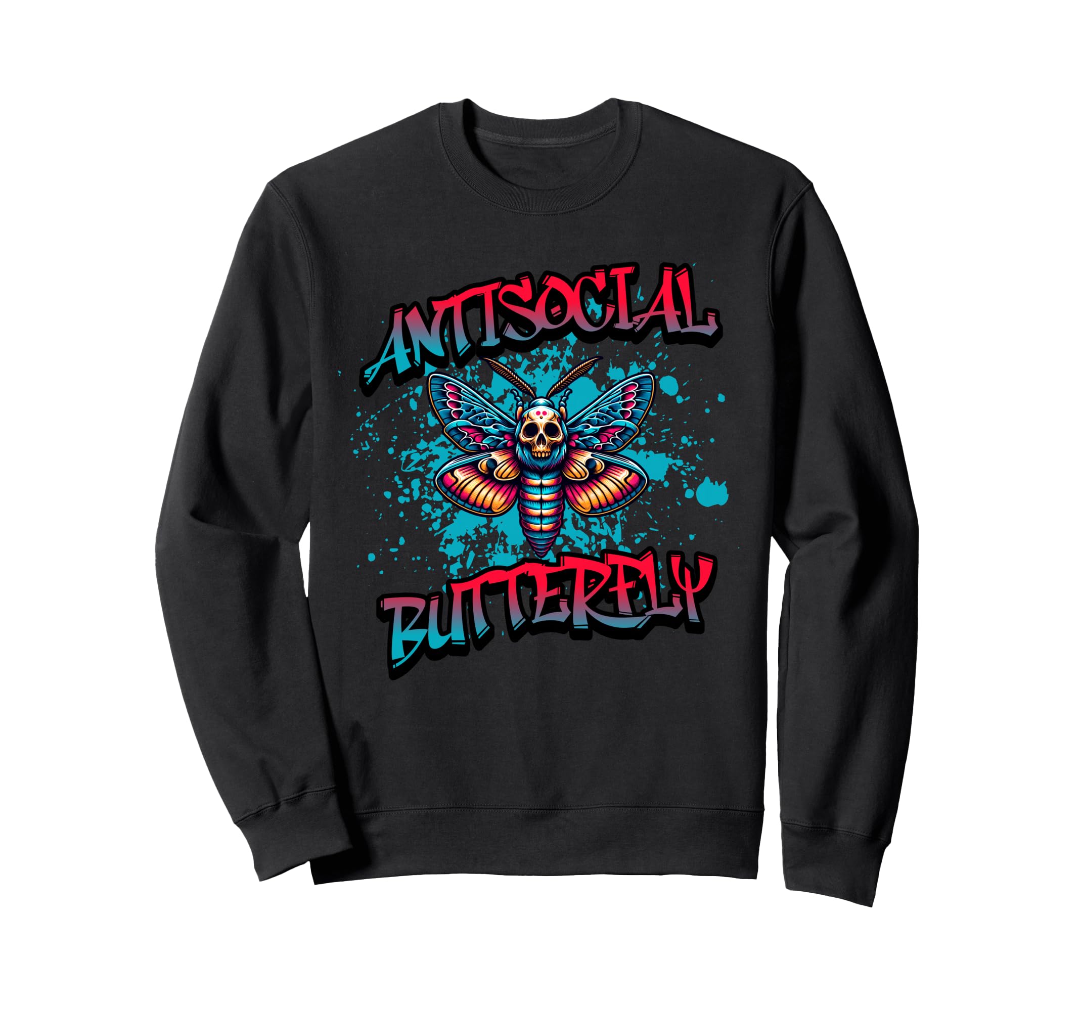 Antisocial Butterfly Funny Graffiti Sweatshirt - Trendy Graphic Men Women - T-Shirt, Sweatshirt, Hoodie