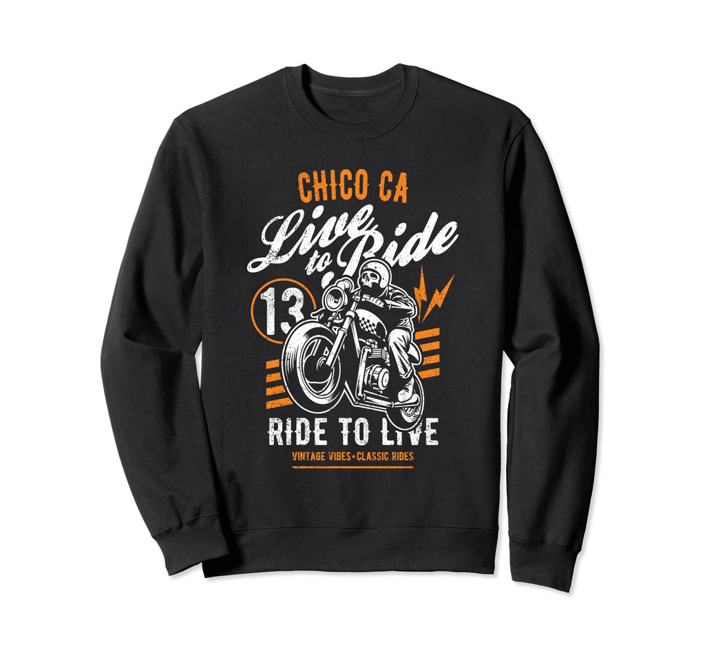 Chico California Motorcycle Rider Sweatshirt - Unique Graphic Men Women - T-Shirt, Sweatshirt, Hoodie