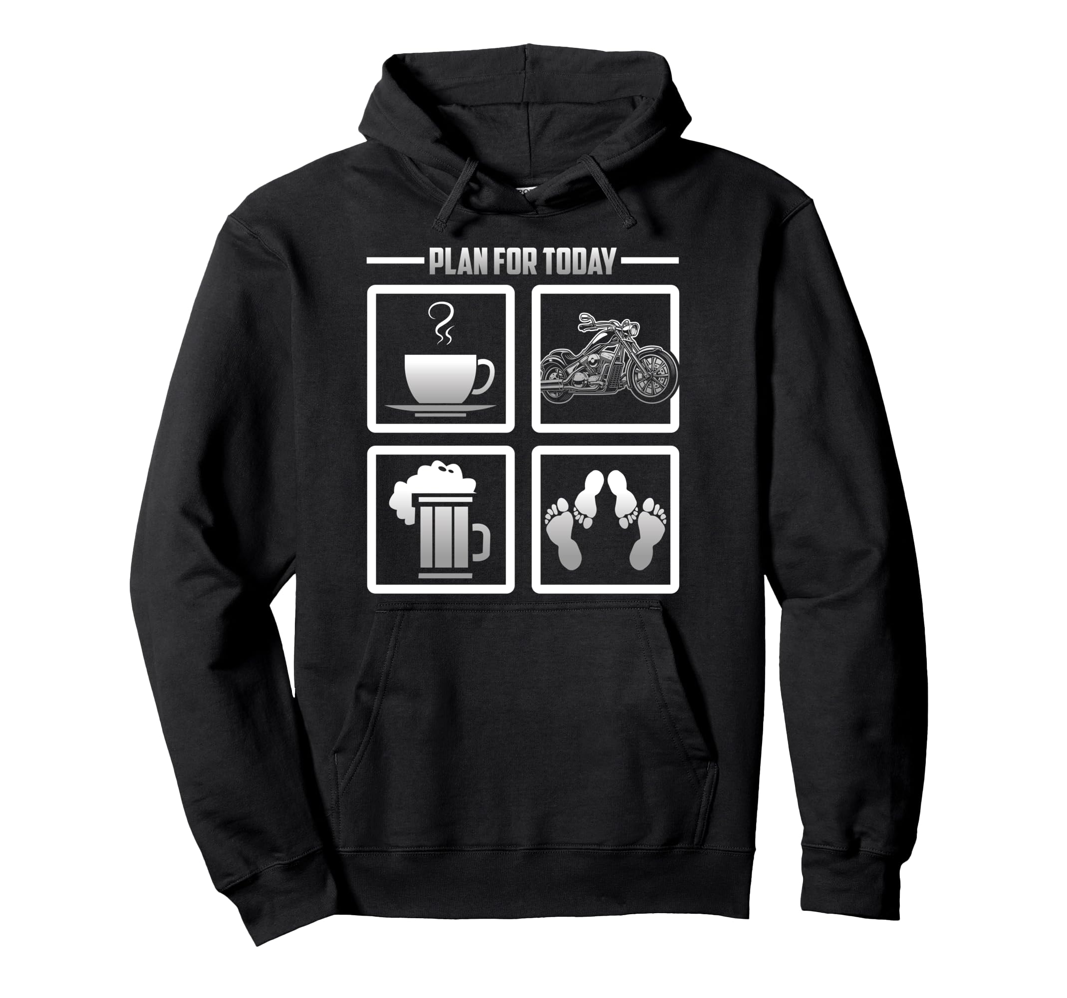 Motorcycle Biker Plan Today Coffee Beer Hoodie - Fun Novelty Design Unisex - T-Shirt, Sweatshirt, Hoodie
