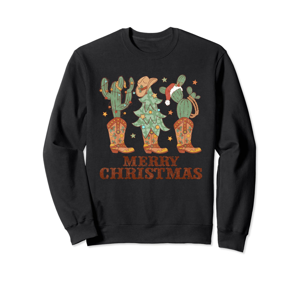 Merry Western Boots Trees Cactus Sweatshirt - Streetwear Style Men Women - T-Shirt, Sweatshirt, Hoodie