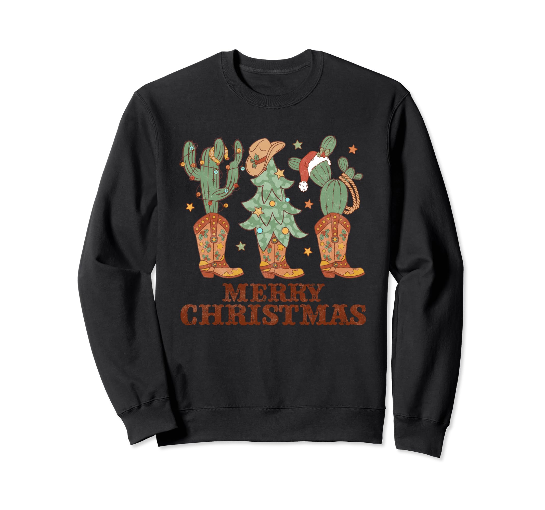 Merry Western Boots Trees Cactus Sweatshirt - Streetwear Style Men Women - T-Shirt, Sweatshirt, Hoodie