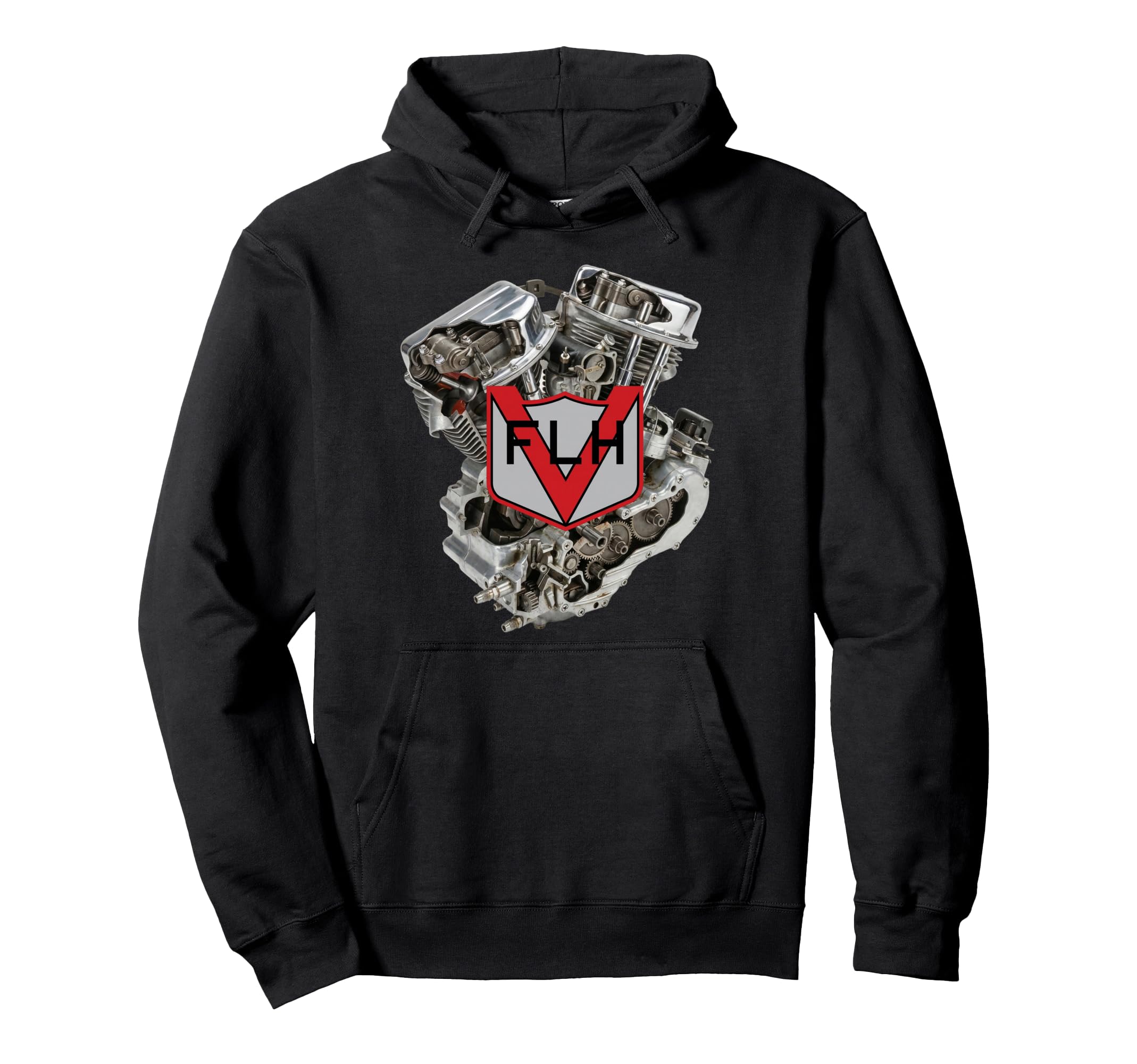Panhead V Twin Engine Flh Shield Hoodie - Novelty Apparel Unisex - T-Shirt, Sweatshirt, Hoodie