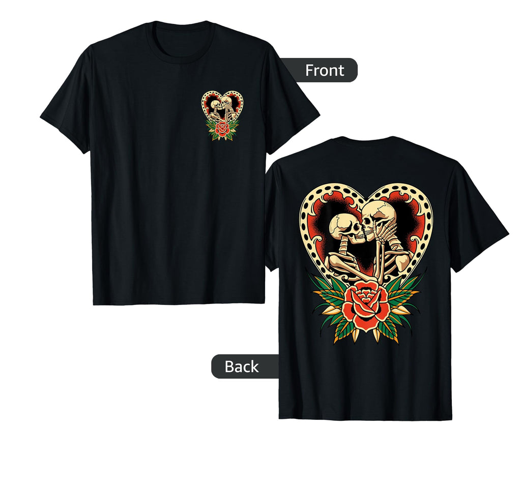 Lovers Skeletons Traditional Tattoo Alt T-Shirt - Novelty Apparel Men Women - T-Shirt, Sweatshirt, Hoodie