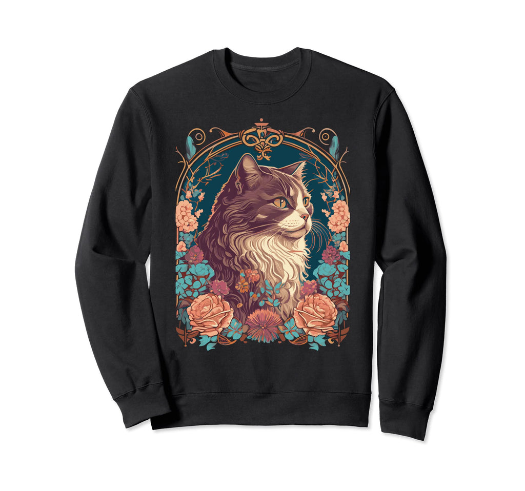 Beautiful Art Nouveau Cat Artistic Sweatshirt - Minimalist Print Unisex - T-Shirt, Sweatshirt, Hoodie