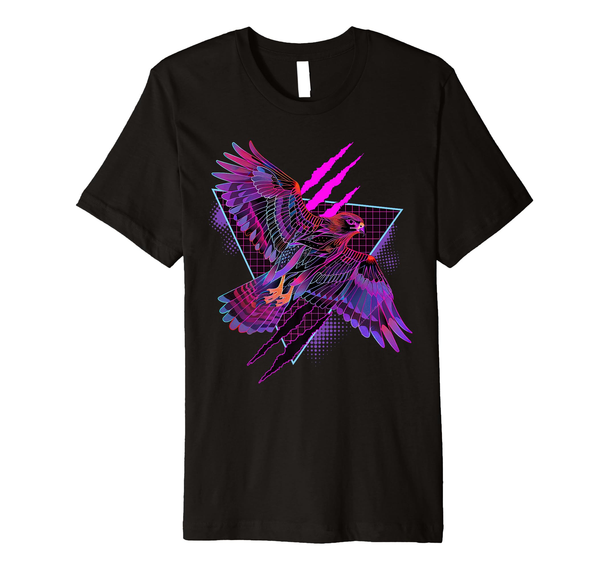 Vaporwave Falcon Geometric Birding T-Shirt - Fun Novelty Design Unisex - T-Shirt, Sweatshirt, Hoodie