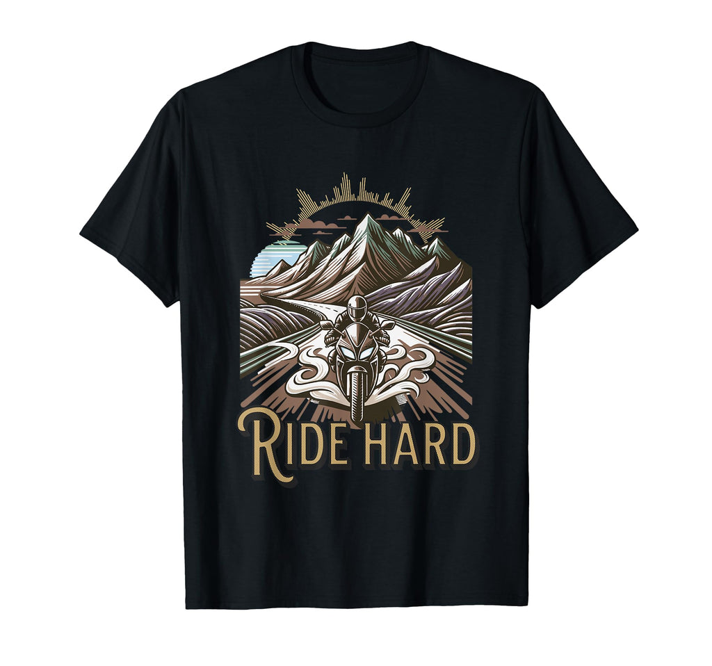 Biker Motorcycle Ride Hard Freedom Road T-Shirt - Graphic Print Men Women - T-Shirt, Sweatshirt, Hoodie