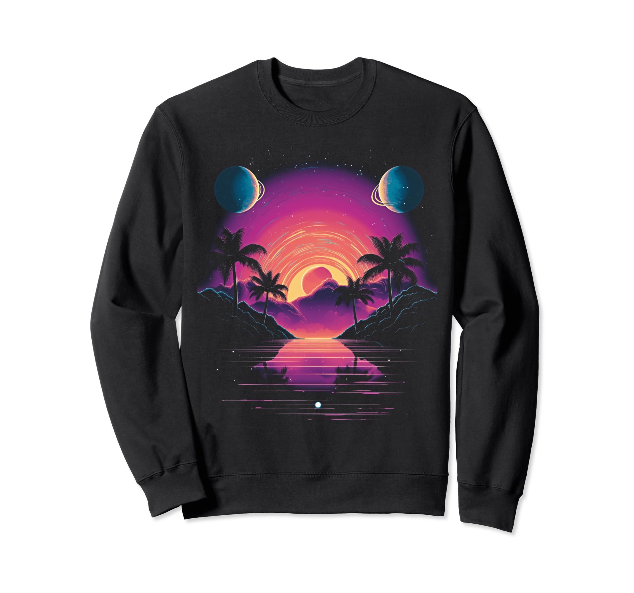 Vaporwave Solar System 80S Sweatshirt - Casual Everyday Wear Unisex - T-Shirt, Sweatshirt, Hoodie