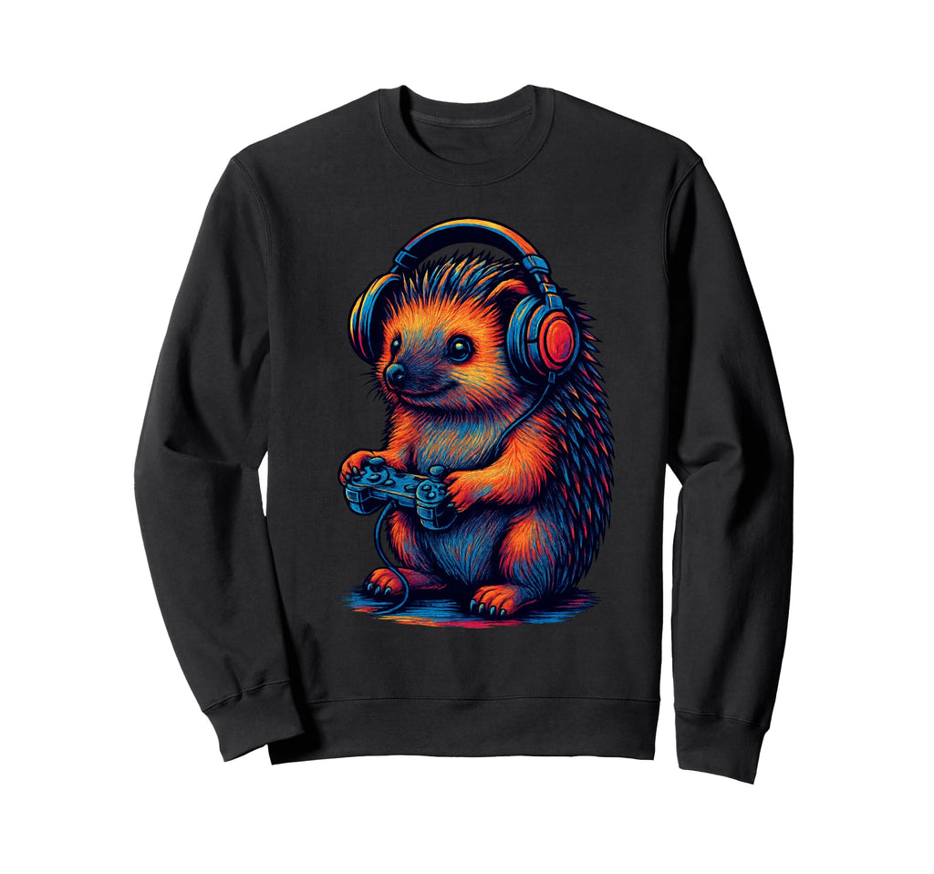 Hedgehog Gamer Gaming Pet Lover Sweatshirt - Unique Graphic for Adults - T-Shirt, Sweatshirt, Hoodie