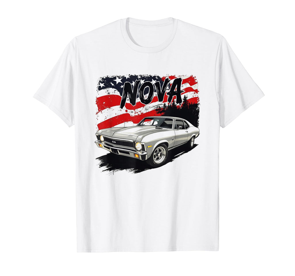 1970 70 Nova Ss American Flag Old School T-Shirt - Novelty Apparel Unisex - T-Shirt, Sweatshirt, Hoodie