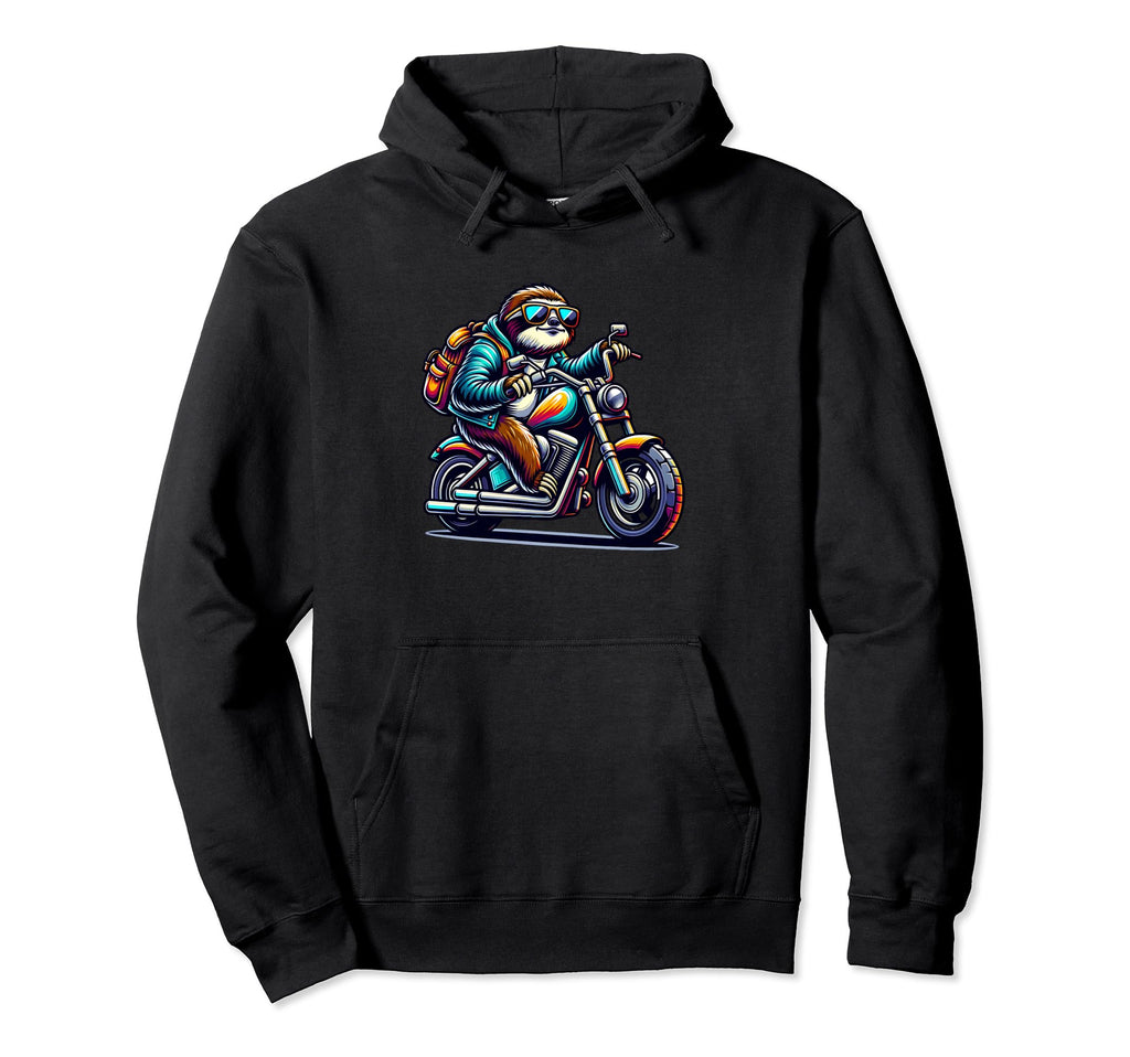 Sloth Riding Chopper Motorcycle Hoodie - Casual Everyday Wear Men Women - T-Shirt, Sweatshirt, Hoodie