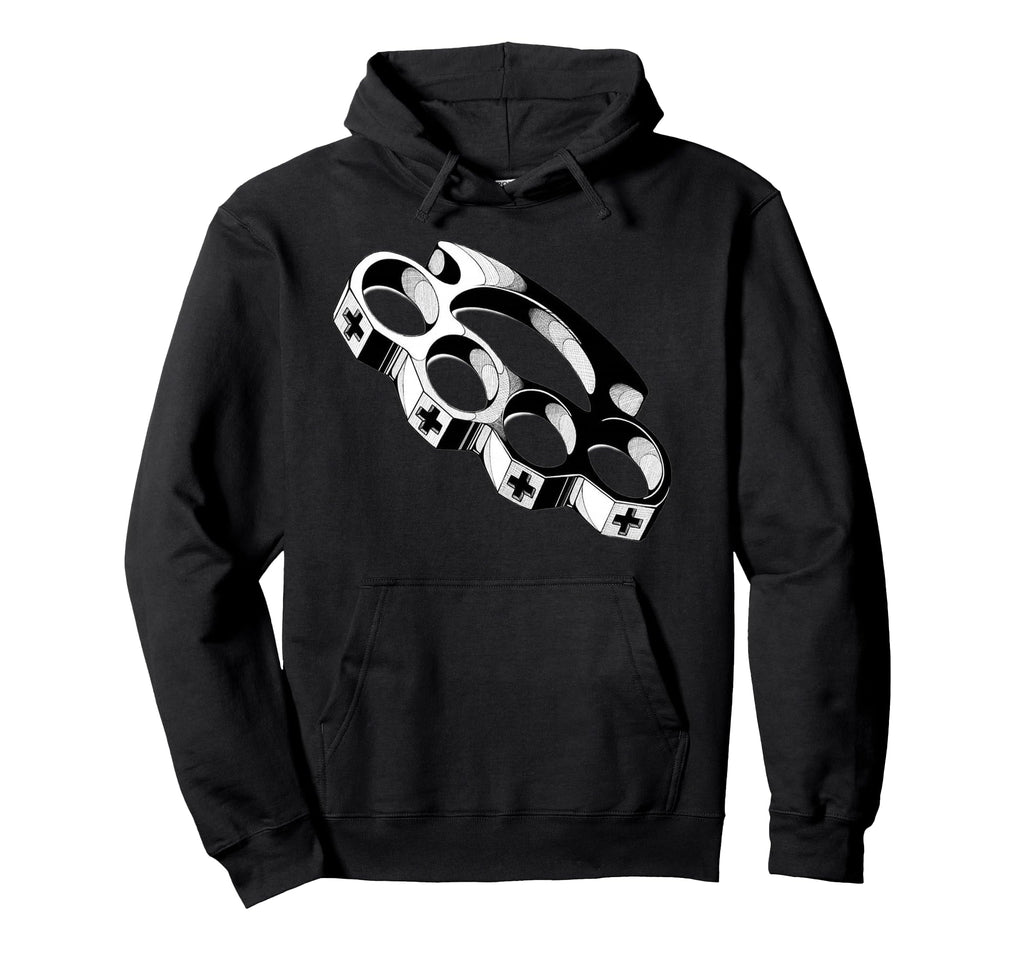 Brass Knuckles Blackwork Tattoo Flash Hoodie - Graphic Print Men Women - T-Shirt, Sweatshirt, Hoodie