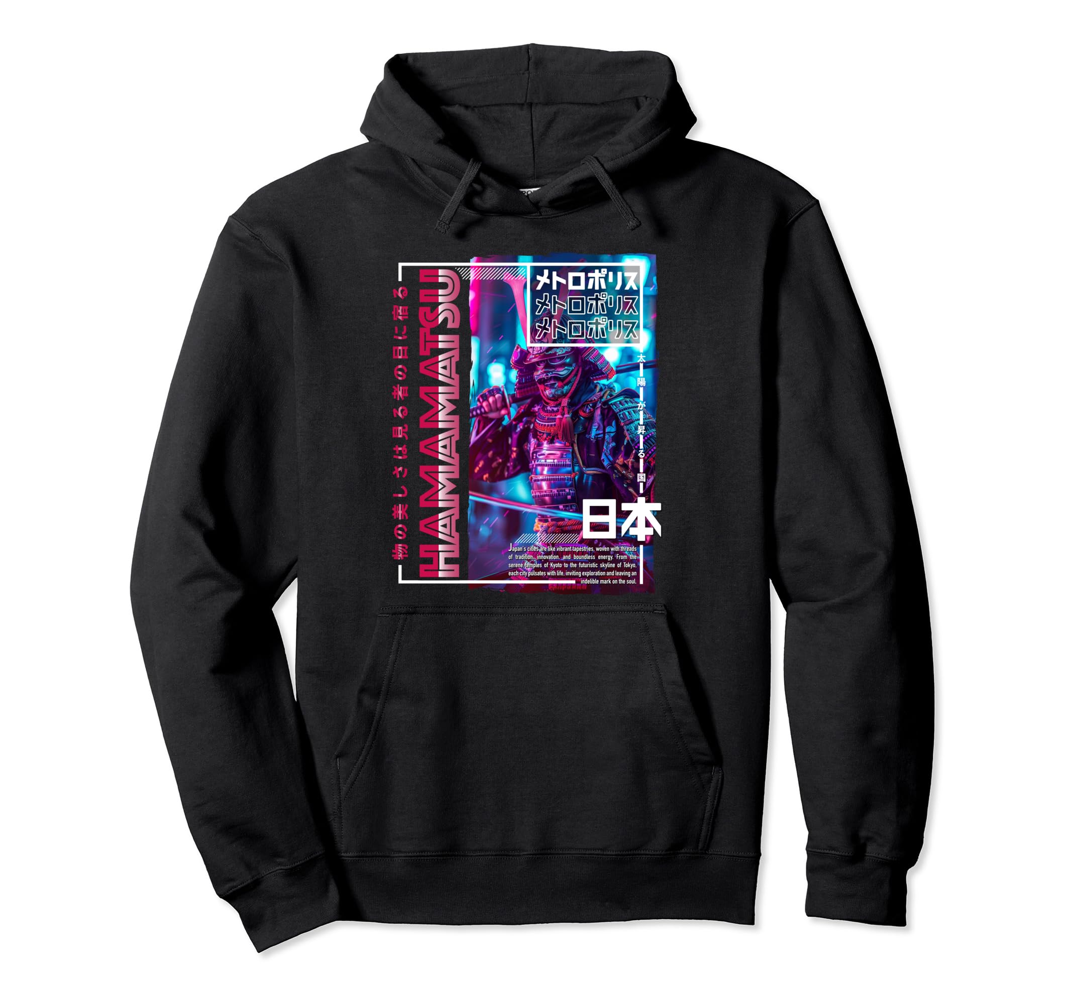 Hamamatsu City 80S Synthwave Samurai Hoodie - Novelty Apparel Men Women - T-Shirt, Sweatshirt, Hoodie