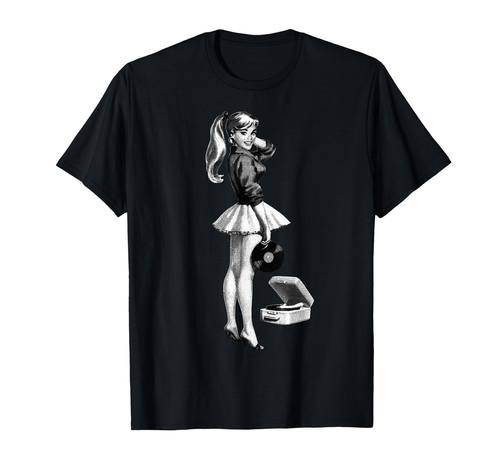 Lp Record Lofi Pin Up Heels Aesthetic T-Shirt - Graphic Print Men Women - T-Shirt, Sweatshirt, Hoodie