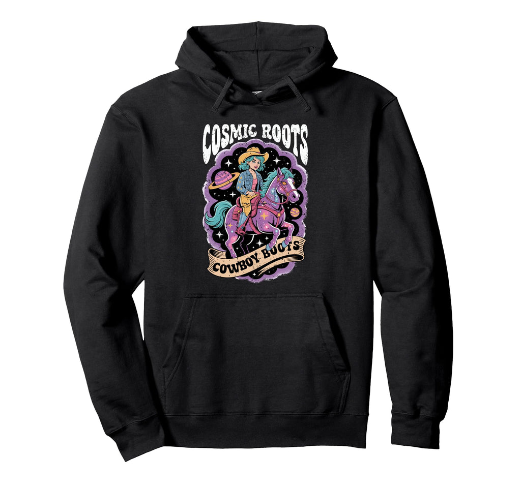 Cosmic Roots Cowboy Boots Horse Space Hoodie - Streetwear Style Unisex - T-Shirt, Sweatshirt, Hoodie