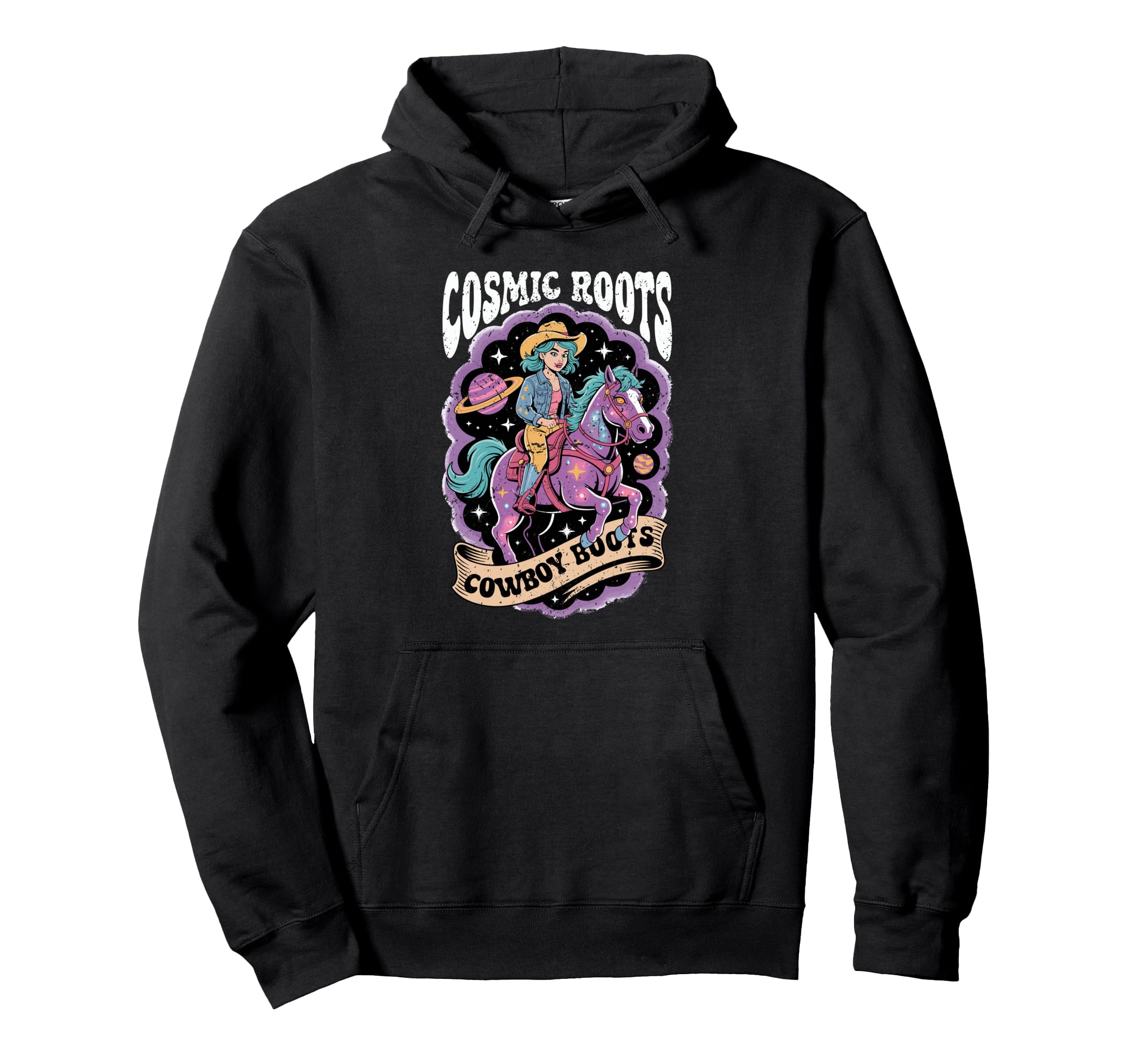 Cosmic Roots Cowboy Boots Horse Space Hoodie - Streetwear Style Unisex - T-Shirt, Sweatshirt, Hoodie