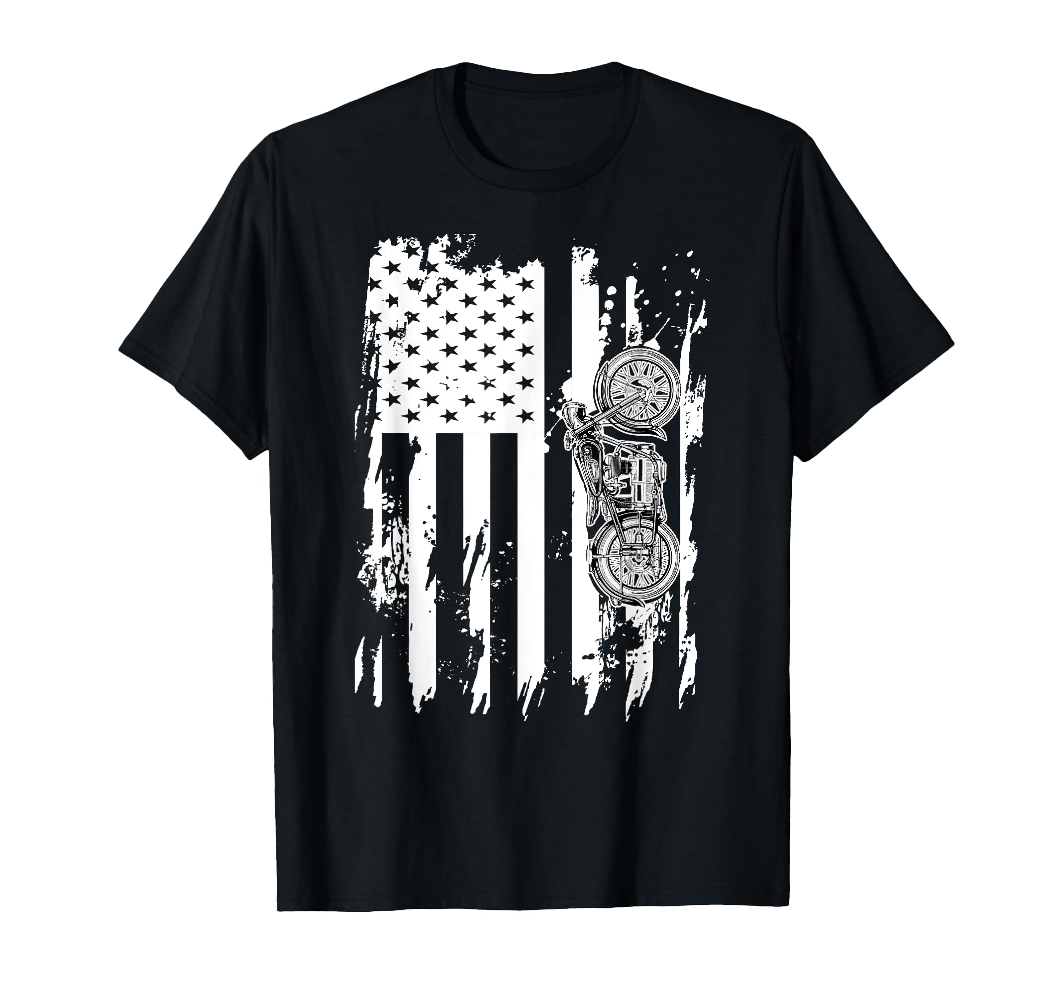 Motorcycle Detailed American Flag T-Shirt - Fun Novelty Design Unisex - T-Shirt, Sweatshirt, Hoodie