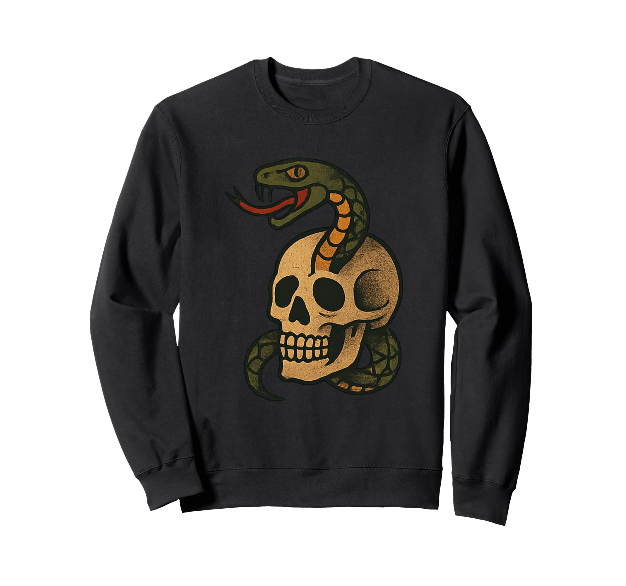 Tattoo Skull Snake Traditional Flash Sweatshirt - Minimalist Print Unisex - T-Shirt, Sweatshirt, Hoodie