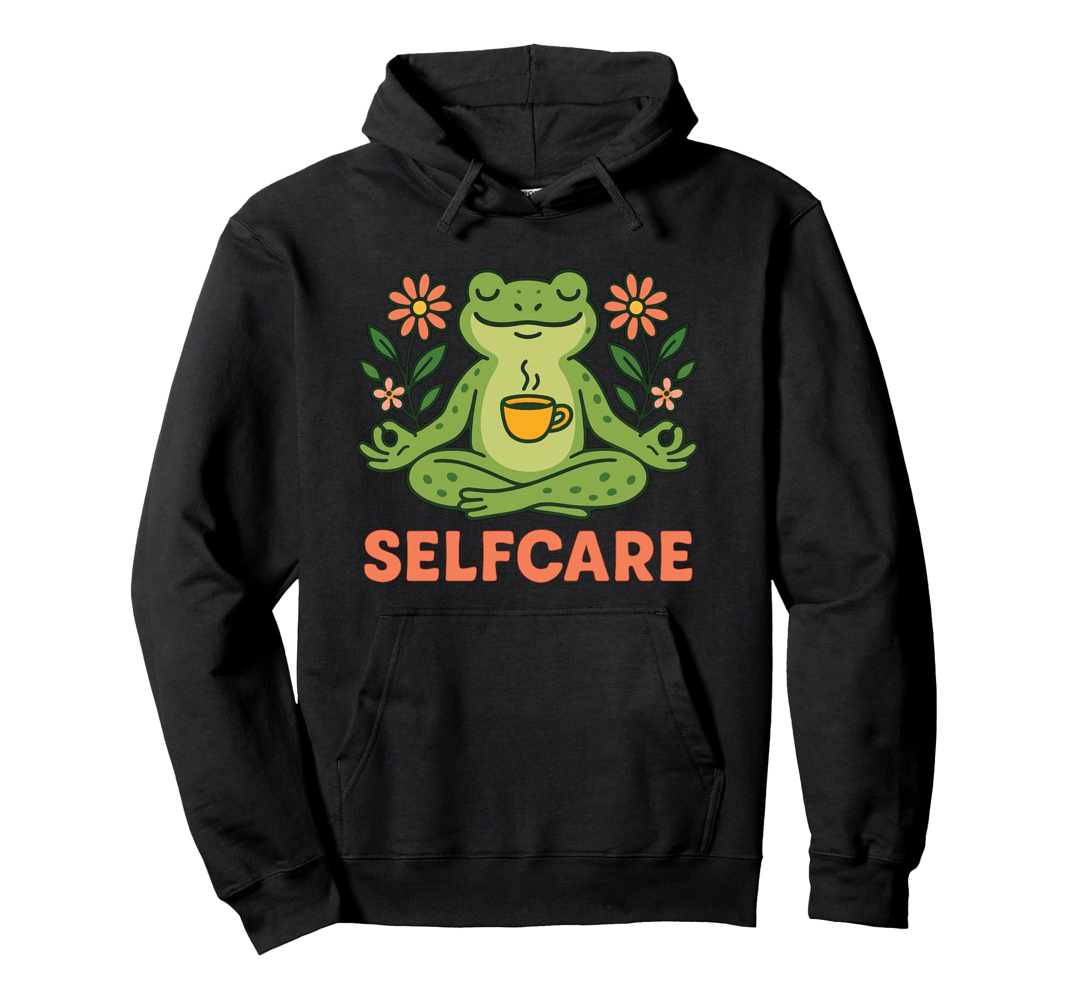 Selfcare Frog Meditating Mindfulness Hoodie - Aesthetic Graphic Men Women - T-Shirt, Sweatshirt, Hoodie