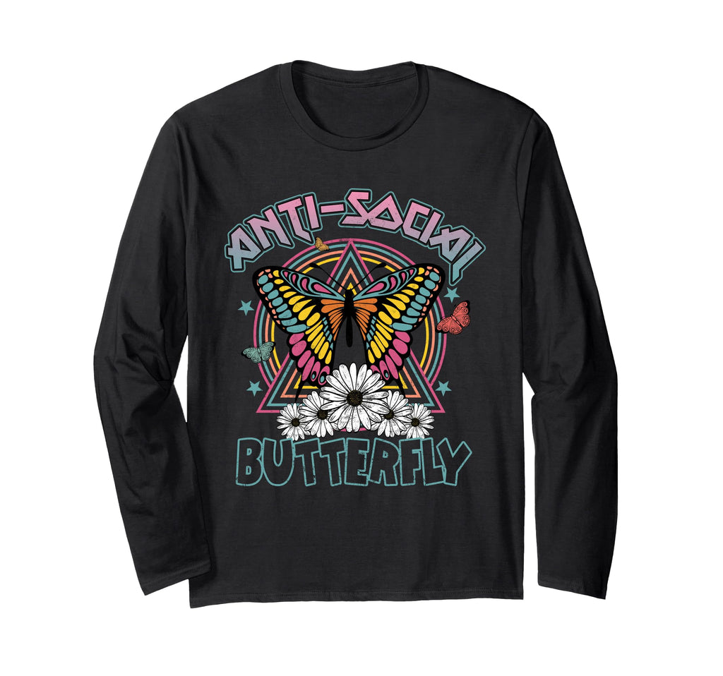Anti Social Butterfly Fun Introverts T-Shirt - Minimalist Print Men Women - T-Shirt, Sweatshirt, Hoodie
