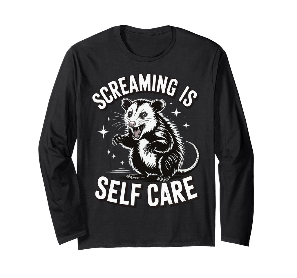 Opossum Therapeutic Screaming Stress Hoodie - Custom Art Print for Adults - T-Shirt, Sweatshirt, Hoodie