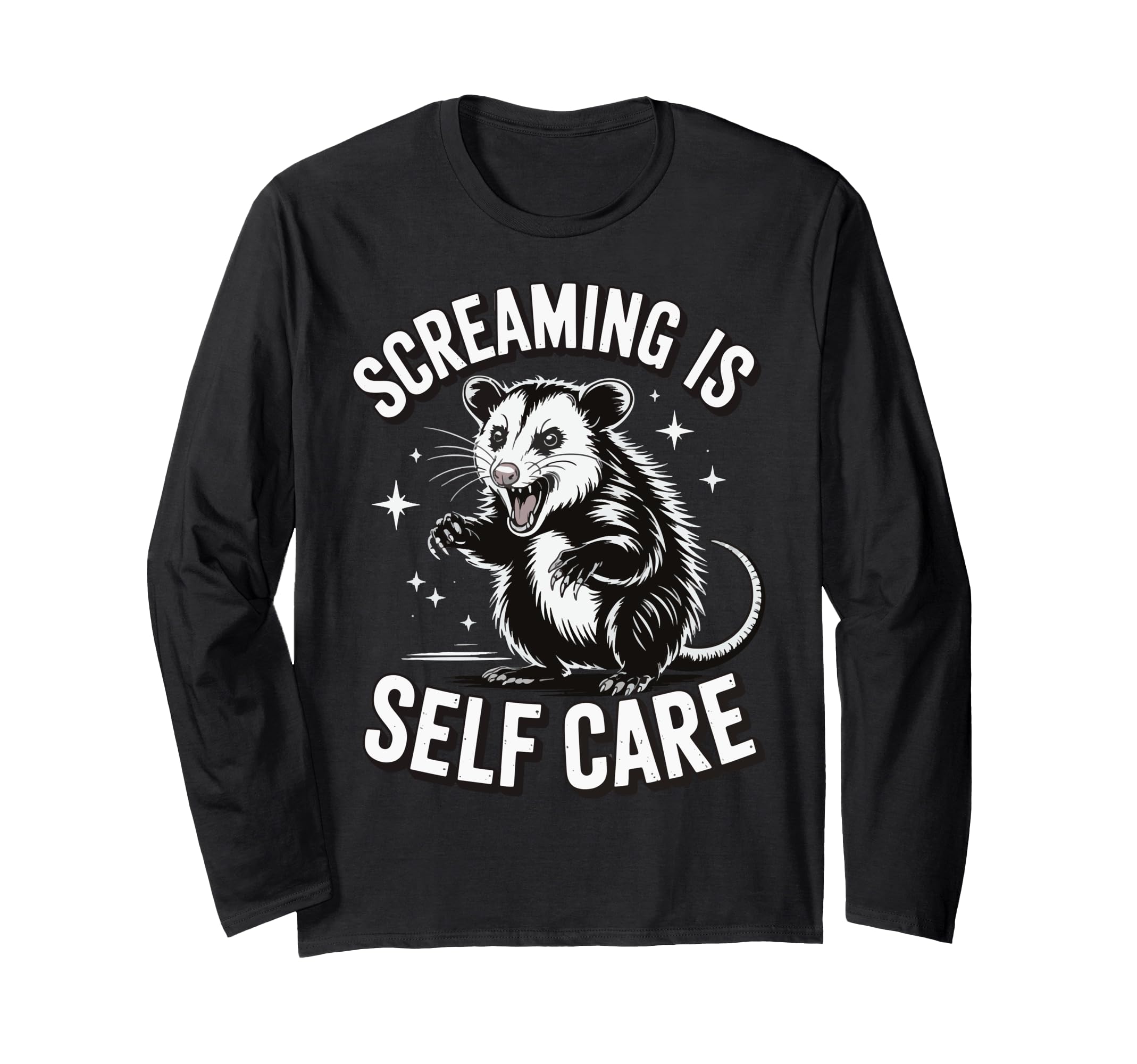 Opossum Therapeutic Screaming Stress Hoodie - Custom Art Print for Adults - T-Shirt, Sweatshirt, Hoodie