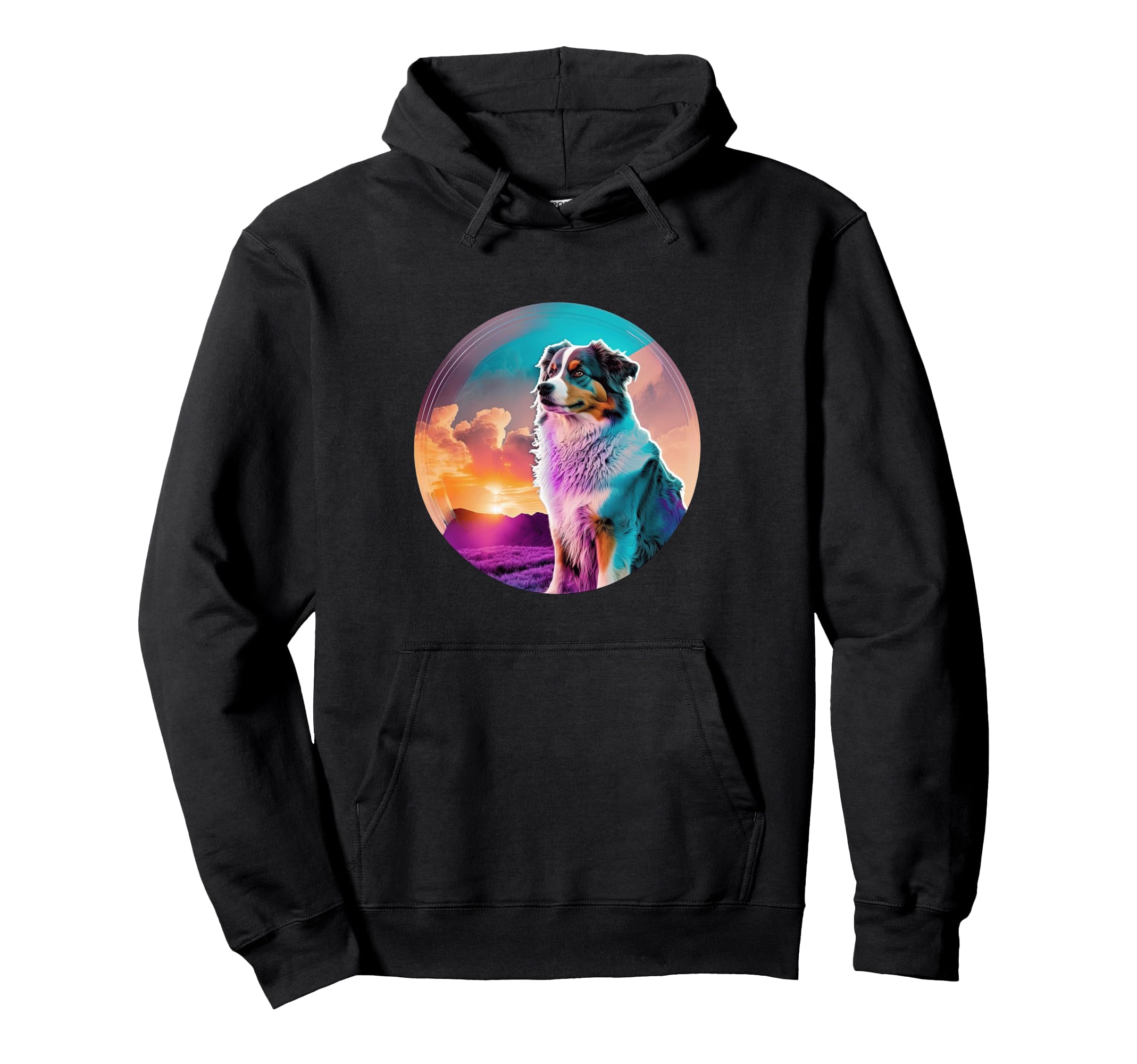 Australian Shepherd 80S Aesthetic Hoodie - Graphic Print for Adults - T-Shirt, Sweatshirt, Hoodie
