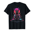 Synthwave Cat Samurai Mediation T-Shirt - Custom Art Print Unisex - T-Shirt, Sweatshirt, Hoodie