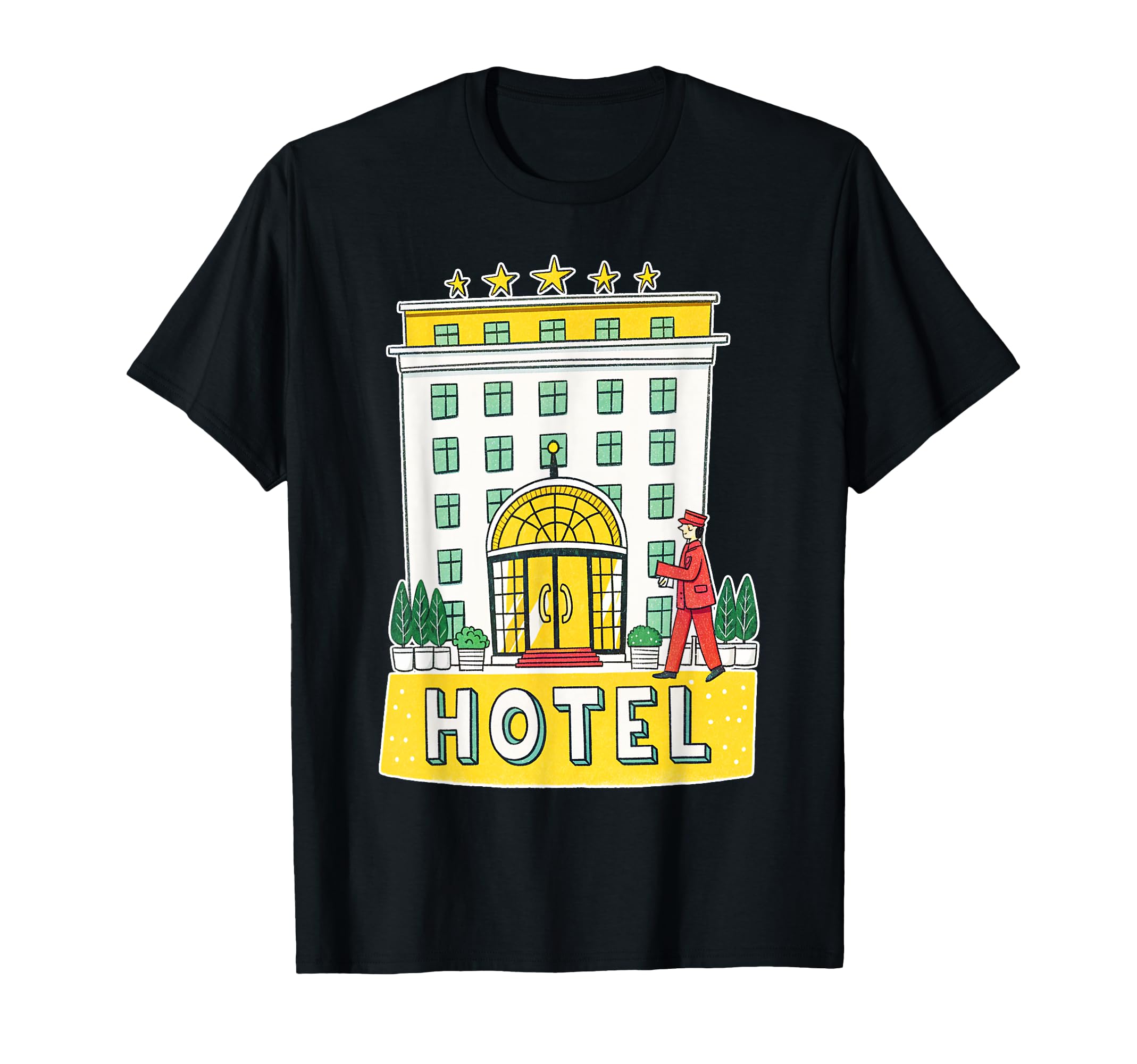 Charming Hotel Bellboy Illustration T-Shirt - Aesthetic Graphic for Adults - T-Shirt, Sweatshirt, Hoodie