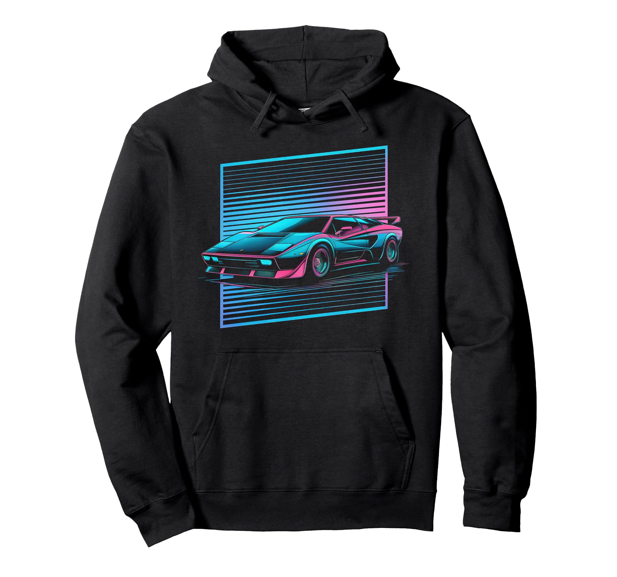 Synthwave Supercar Retrowave 80S Hoodie - Custom Art Print Men Women - T-Shirt, Sweatshirt, Hoodie
